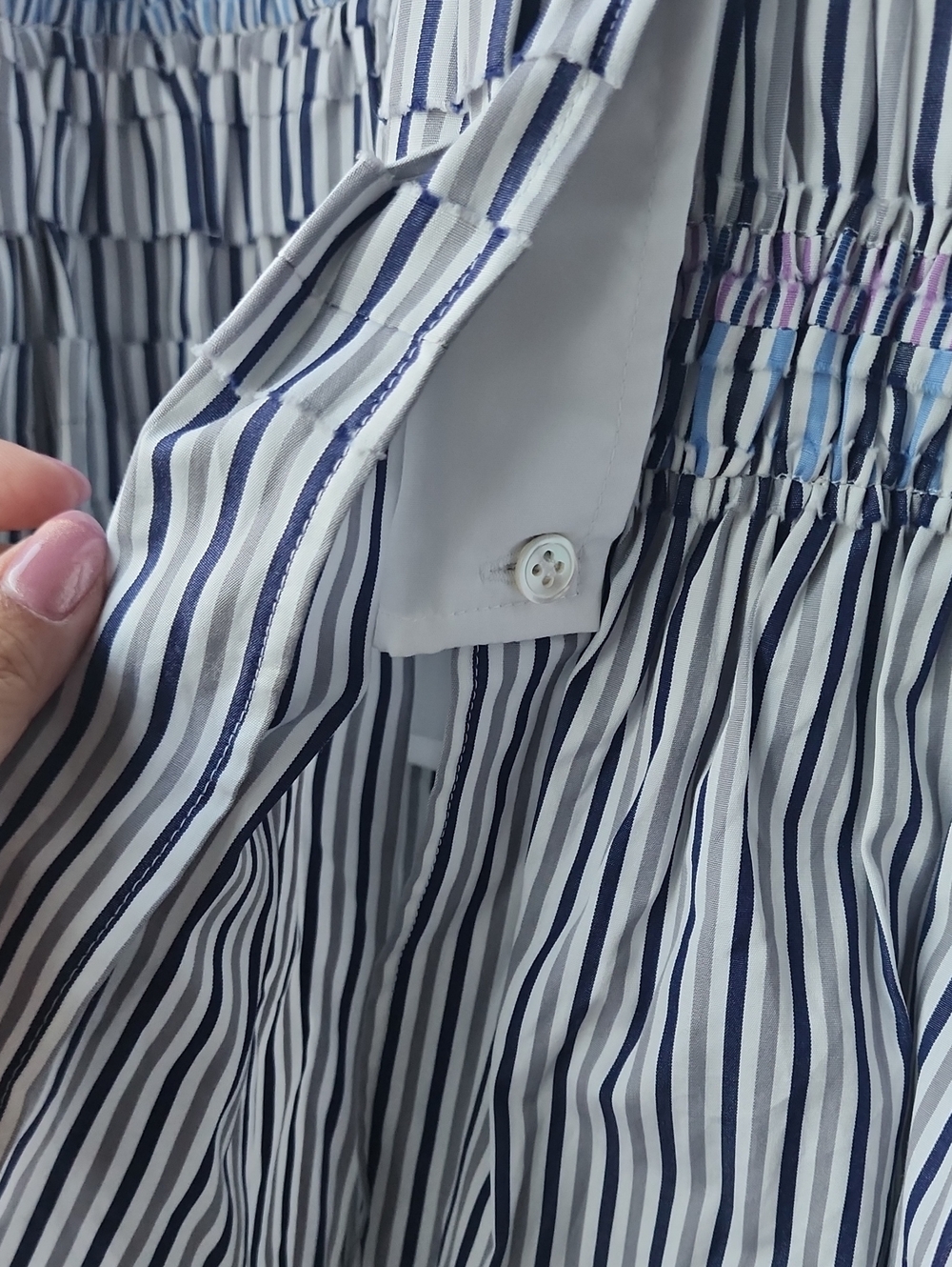 minki Smocked Pleated Uneven Hem Shirt Dress - Picture 7 of 11